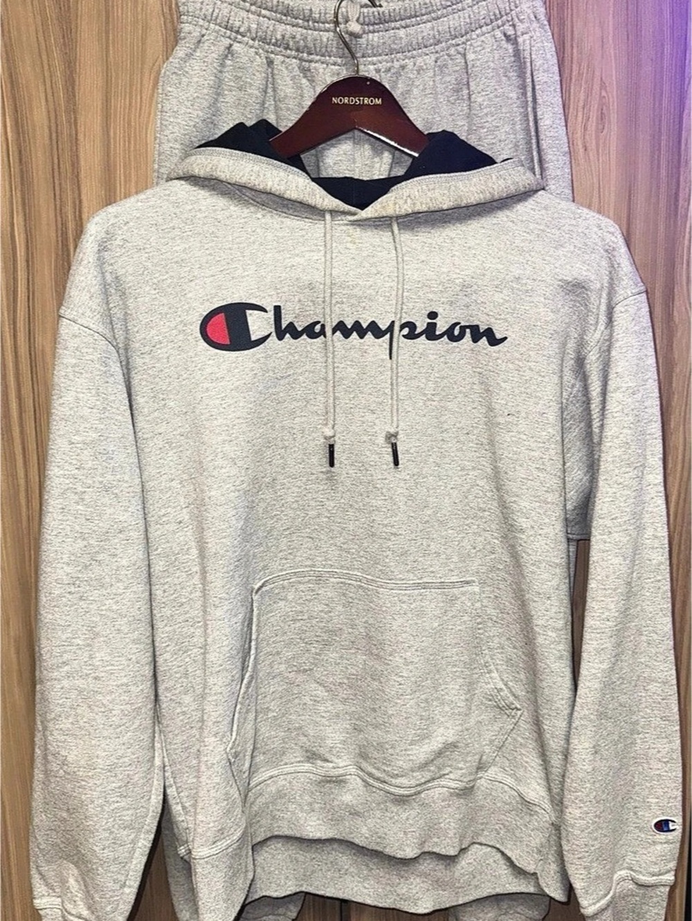 Champion Powerblend Script Logo Hoodie (L) and Jogger Set Gray (S)